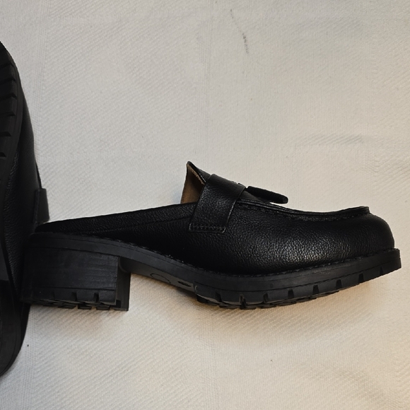 Womens Chunky Heel Clog Style Loafers - Picture 3 of 5